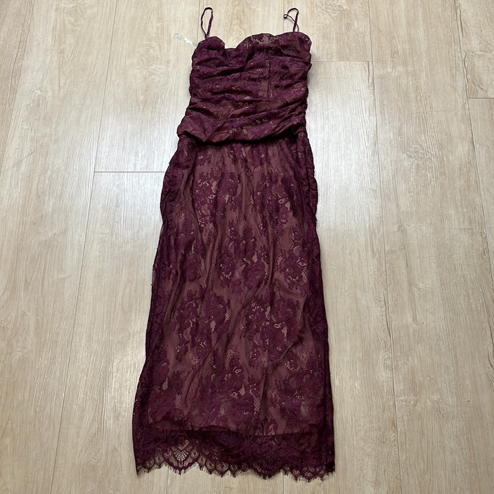 House of CB Burgundy Lace Midi Dress - Picture 4 of 8